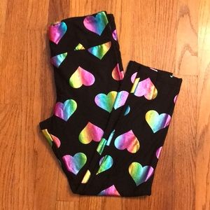 No Boundaries Iridescent Heart Leggings, Black & Multi, Size M (7-9)